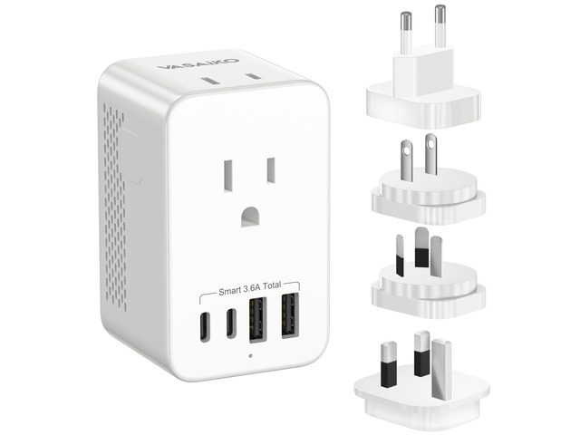 Voltage Converter US to Europe for Hair Dryers, 220V to 110V Voltage Converter for European Travel with 2 USB-A 2 USB-C Port & UK/AU/US/IT/European...