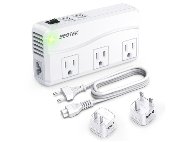 Universal Travel Adapter 220V to 110V Converter Voltage Converter US to Europe with 0-2.4A 4 Port USB Charging and UK/AU/US/EU Worldwide Plug Adapter
