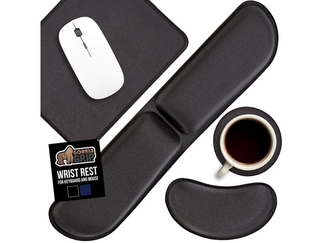 Silky Memory Foam Keyboard Wrist Rest and Mouse Pad for Computer, Ergonomic Typing Support, Desk Office Supplies and Gaming Accessories, Hand & Arm...