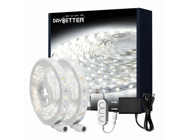 White LED Strip Lights, 50 ft Dimmable 6500K Bright White Strip Lighting, 900 LEDs Tape LED Lights for Bedroom, Mirror, Kitchen, Home Decoration(2...