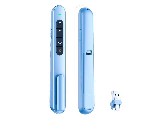 Presentation Clicker with Volume Control, Wireless Presenter Remote Plug & Play 2.4GHz USB Slide Advancer Compatible with Mac/Windows, Works with...