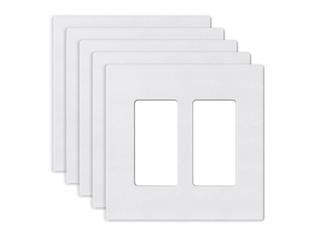 2-Gang Screwless Decorative Wall Plates, Mid-Size 4.88' height x 4.94' length Unbreakable Thermoplastic Faceplate Cover for Decorator Receptacle...