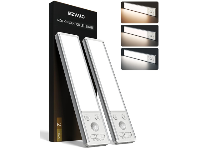 8' Under Cabinet Lighting, 2400mAh Rechargeable Motion Sensor Light Indoor, Mini & Slim Design, 3 Color Temps, Dimmable Magnetic Wireless Closet...