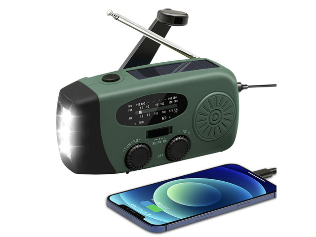 7400mWh Emergency Weather Radio, Portable Solar Hand Crank Radio AM/FM/NOAA, with 3 Mode Flashlight & Reading Lamp, Cell Phone Charger and SOS...