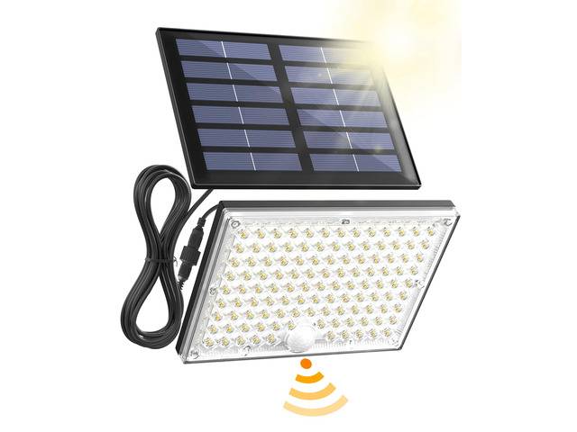 Solar Outside Lights with 113 Bright LEDs 7000K with 16ft Cable 1 Pack, 3 Modes Motion Sensor Outdoor Flood Lights Dusk to Dawn, IP65 Waterproof,...