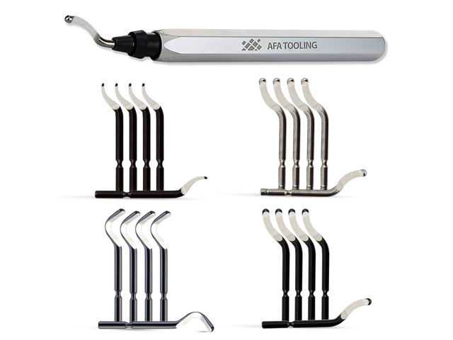 Deburring Tool, 21 M2/M35 Blades, CNC Anodized Aluminum Handle Built for 3D printing, metal, PVC, resin and plastic; four cobalt HSS profiles give...