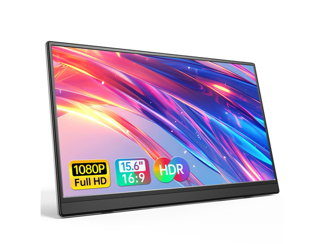 15.6' FHD IPS USB-C HDMI Portable Monitor 1080P 60Hz FHD, IPS, Ultra-Slim,USB-C/HDMI, Second External Monitor, for PC/Mac/Phone/PS/Xbox/Switch