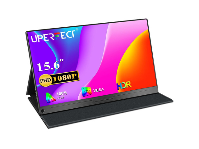 Portable Monitor, 15.6' IPS HDR 1920X1080 FHD Eye Care Travel Screen USB C Gaming Monitor, Dual Speaker External Monitor HDMI Type-C VESA for...