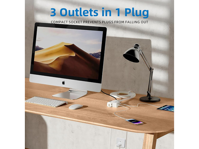 Indoor Extension Cord, 2 Prong 15 Feet Extension Cord, 3 Polarized Outlets with Safety Slide Windows,13A/1625W, 16 AWG, 2 Packs