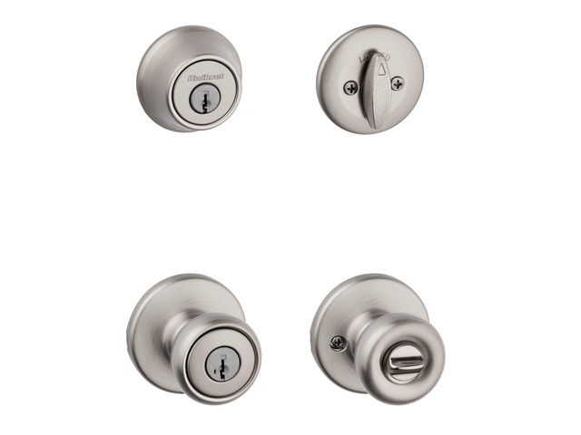 Tylo Front Door Lock Handle and Deadbolt Set, Entry Combo Pack Single Cylinder with Entry Door Knob, Satin Nickel, Pick Resistant SmartKey...