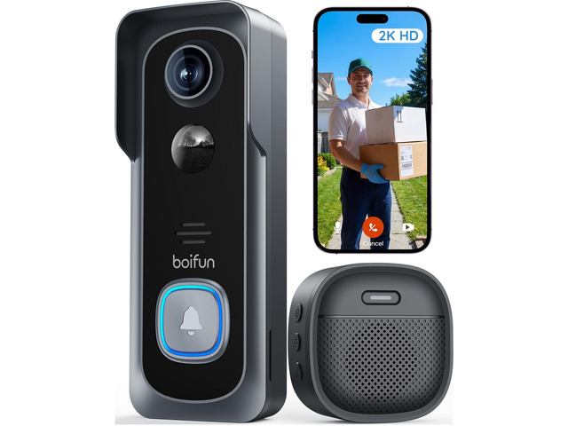 Video Doorbell Camera Wireless No Subscription Required, 2K HD 166Â° Wide View, HDR Night Vision, Motion Alerts, TwoWay Audio & Battery Video...