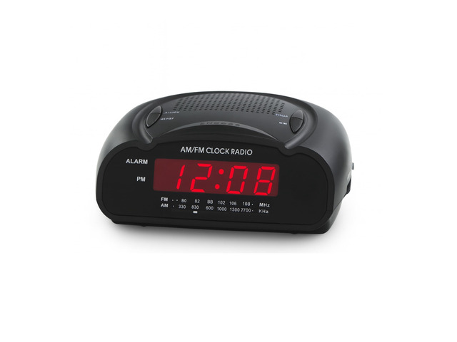 Digital Alarm Clock AM/FM Clock Radio with Red LED Display, Loud Alarm for Heavy Sleepers Desk or Bedside Clock