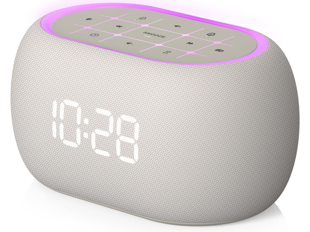 Alarm Clock Radio with Dual Alarm for Bedroom, 7-Color Night Light,0-100% Dimmer, 8 Sounds + Gentle Light Wake UP,16-Level Volume,Bedside Digital...