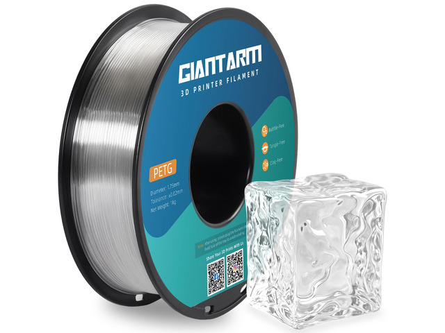 Clear Filament PETG for 3D Printer, Transparent PETG Filament 1.75mm 1Kg (2.2lb), High Precision, Strong Toughness, Moistureproof, Odorless, Clear