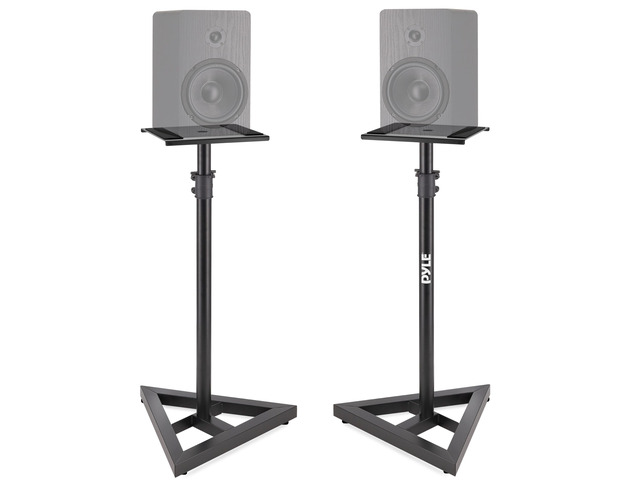 Speaker Stand Pair of Sound Play 1 and 3 Holder - Telescoping Height Adjustable from 26 - 52 Inch High Heavy Duty Three-point Triangle Base w/...
