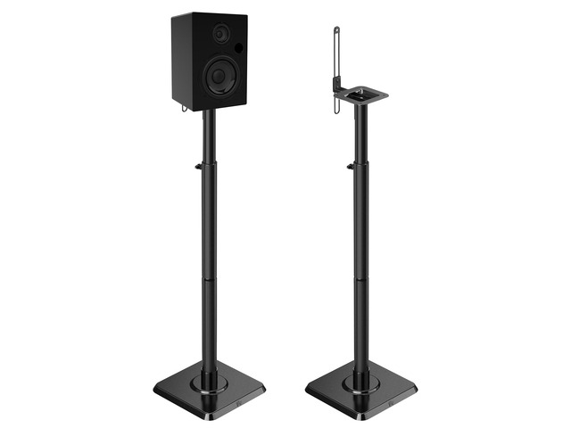 Height Adjustable Speaker Stands for Bookshelf Speakers Universal Fit, 11 lbs Capacity, Set of 2 for Bose Polk JBL Sony Yamaha - 42' Max Height