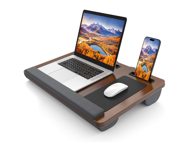 Laptop Lap Desk, Portable Large Laptop Desk for Bed, Up to 17 in Lap Table with Wrist Rest, Mouse Pad, Tablet Phone Slot, Portable Handle, Lap Tray...