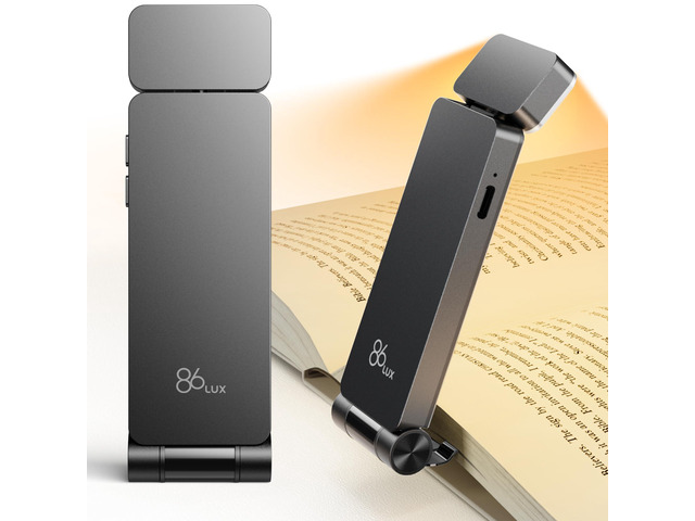 Book Light, Rechargeable Reading Lights for Books in Bed Ultralight Clip-on LED Bookmark Lamp with 3 Amber Colors & Stepless Dimming for Night...