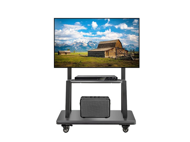 Mobile TV Stand,Rolling TVs Cart on Wheels Height Adjustable Heavy-Duty Floor Stand Base for 32-75 Inch LCD LED OLED Flat Panel Screens Smartboard...