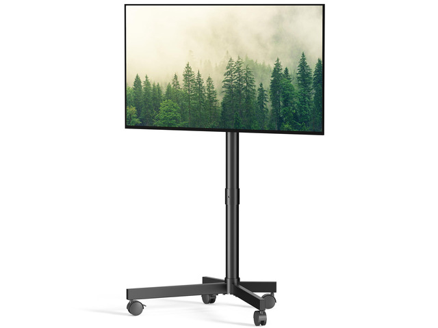 Rolling TV Stand for 21-60 Inch LCD LED Flat/Curved TVs/Screens 2 Height Adjustable Mobile TV Floor Stand on Wheels up to 88Lbs, Portable TV Cart...