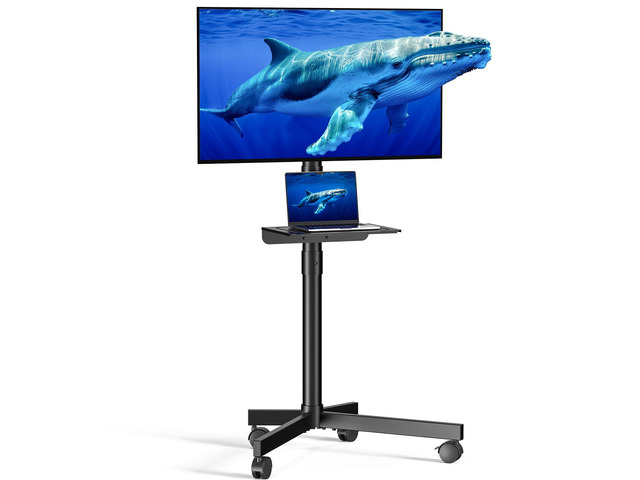 Mobile TV Cart for 23-60 Inch LCD LED OLED Flat Curved Screen TVs - Height Adjustable Rolling Floor Stand with Shelf and Locking Wheels - Up to...
