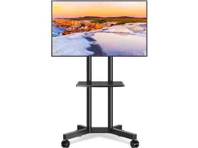 Mobile TV Stand with Upgraded Wheels for 32-75 Inch TVs up to 88 lbs Height Adjustable Rolling TV Stand with Laptop Shelf, Mobile TV Cart with.