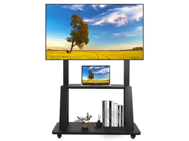 Rolling TV Stand with Wheels for 32-75 Inch Heavy-Duty Mobile TV Cart LCD LED OLED Flat Panel Screens Smartboard Holds up to 100lbs Portable TV...