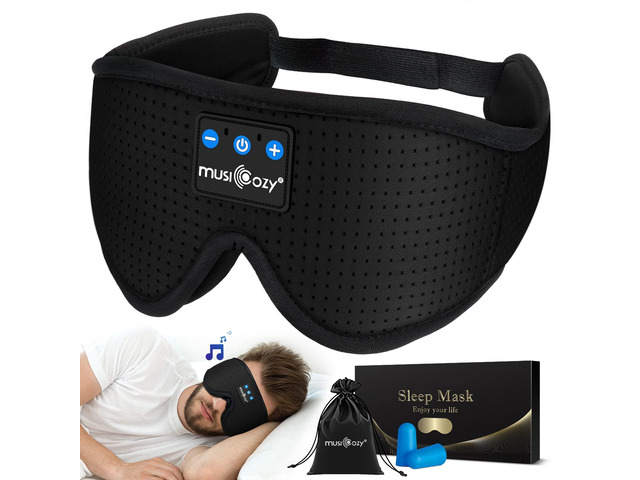 3D Sleep Headphones Bluetooth 5.4 Breathable Sleep Eye Mask Cooling Fabric Lining with Blackout Design for Side Sleeper, HD Stereo Sound, 14 Hours...
