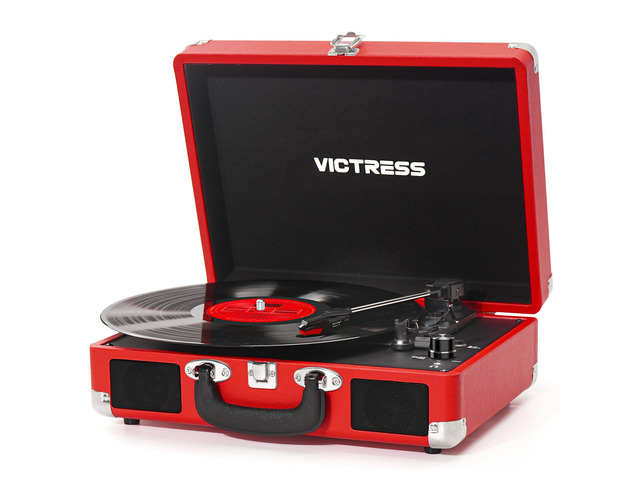 Vinyl Record Player, Portable Suitcase Turntable with PC Recording & Bluetooth Input/Output, 3-Speed LP Player, Built-in Stereo Speakers, RCA, AUX,...