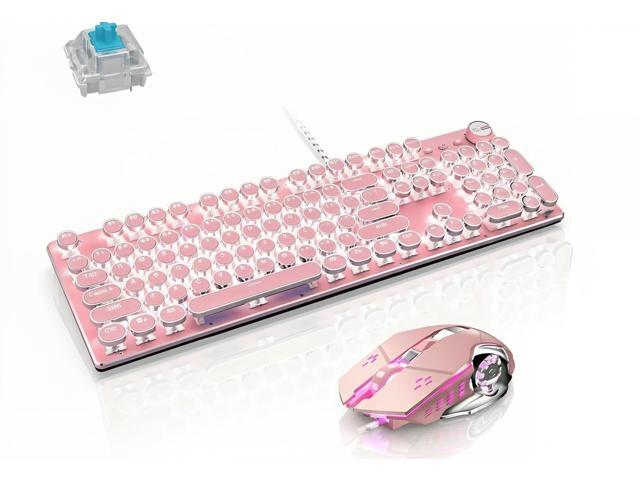 Mechanical Gaming Keyboard and Mouse Combo, Pink
