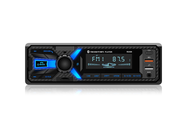 Car Radio Bluetooth with Type-C/USB Port, Single Din Car Stereo FM/AM Car Radio Bluetooth Hands-Free 2 USB/AUX/SD/DSP,MP3 Player(No CD DVD Player)