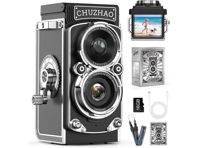Mini Vintage Digital Camera, Portable Retro Twin-Lens Reflex Style Digital Camera with 16GB Card, 12MP Photos, Autofocus, 1080P FHD Video, Dual...