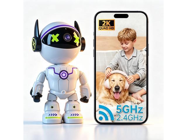 picturesky 2K Indoor Security Camera, 5G/2.4Ghz WiFi Robot Cameras for Home Security, Pet/Baby Camera with Phone App Motion Detection and Alarm,...