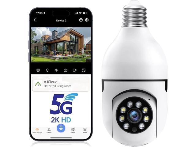 Picturesky 5G& 2.4GHz Wifi Light Bulb Security Camera, 2K HD Security Cameras for Home, Wireless Outdoor Motion Detection and Alarm, Two-Way Talk,...