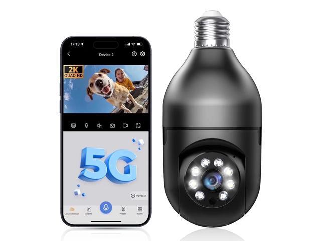 Picturesky Lightbulb Security Camera, 5G WiFi 2K Light Socket Cameras for Home, Wireless Outdoor Camera, 360 Motion Detection and Alarm, Two Way...