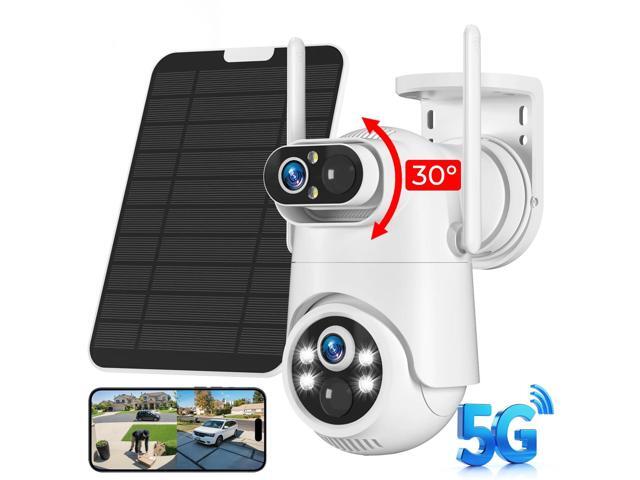 picturesky 4K Dual-Lens Solar Security Camera, 360° PTZ Surveillance security Cameras Wireless Wifi Outdoor, IP65 Waterproof PIR Detection, Full...