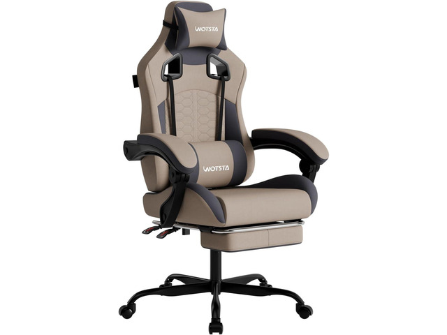 Gaming Chair with Massage,Ergonomic PC Gaming Chair with Footrest Comfortable Headrest and Lumbar Support, High Back, 300LBS (Grey)