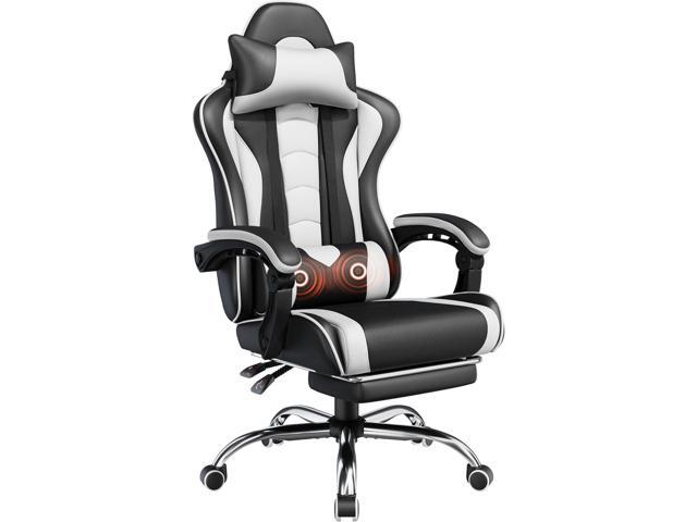Gaming Chair, Video Game Chair with Massage Lumbar Support and Footrest Height Adjustable Ergonomic Computer Gaming Chair with Seat and Headrest,...