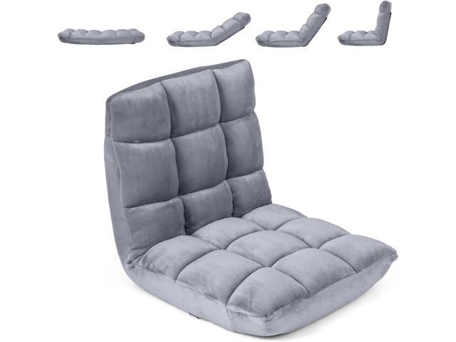 Floor Chair, Video Gaming Chairs with Back Support, Adjustable 14-Position, Alloy Steel Frame, Lazy Sofa Lounge Recliner for Adults Kids (Silver Grey)