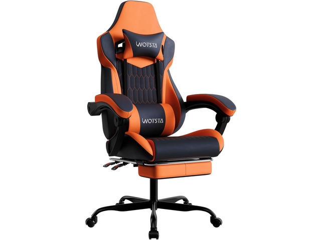Gaming Chair with Footrest, High Back Gaming Chairs PVC Leather Ergonomic Gamer Chair with Adjustable Headrest Lumbar Support Racing Style Video...