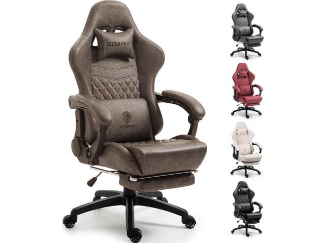 Big & Tall Vintage Gaming Chair for Adults, 400 lb Capacity Heavy Duty Ergonomic Computer Chair with Massage Lumbar, Footrest & Easy Side Recline,...