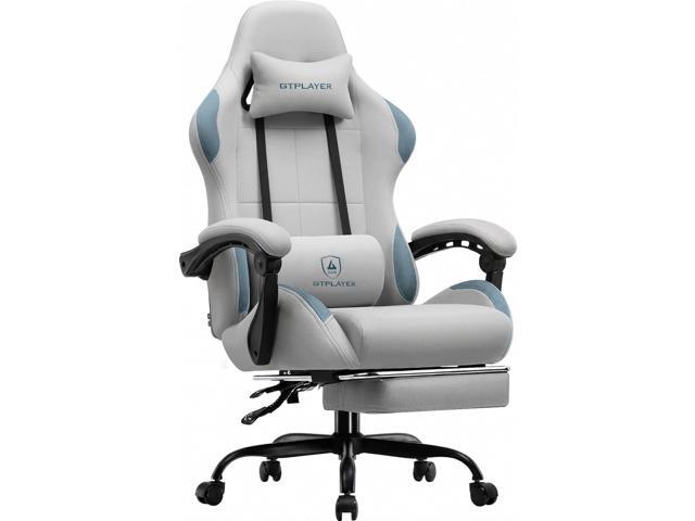 Gaming Chair Fabric with Pocket Spring Cushion,Computer Office Chair with Lumbar Support for Adults Linkage Armrests and Footrest Ergonomic Gamings...