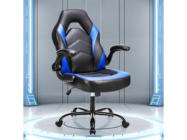 Computer Gaming Chair - PU Leather Ergonomic Lumbar Support with Flip-up Armrest and 360° Wheels, Height Adjustable Task Home Office Desk Video...