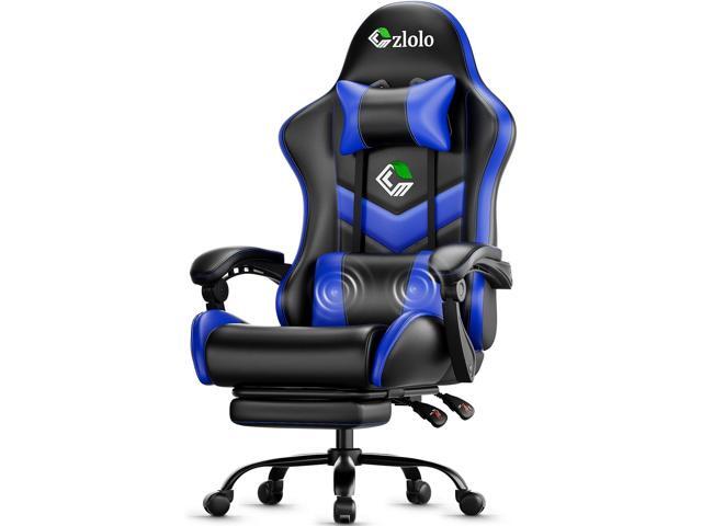 Gaming Chair, Ergonomic Office Computer Chair with Footrest and Lumbar Support Massager Racing Style High Back Video Gamer Chair, WideThick...