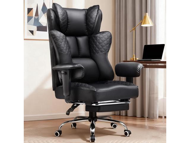 Big and Tall Office Chair Wide Ergonomic Gaming Chair with Deluxe Embossing Designed Leather with Foot Rest,150°Reclining Adjustable Soft Armrests...