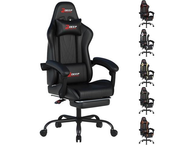 Gaming Chair with Footrest, Ergonomic Game Chair with Lumbar Support and Linkage Armrest, Reclining Computer Chair Height Adjustable for Home...