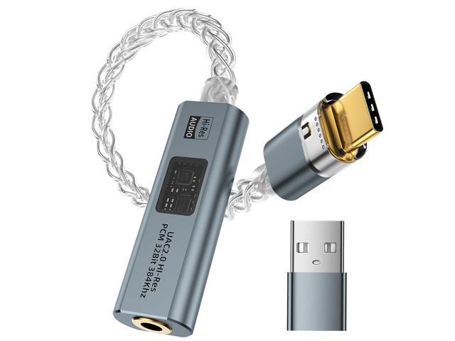 USB C to 3.5mm Audio Adapter with Dual Chip CX31993 MAX97220 DAC & HiFi Headphone Amplifier, Type C to Amp Headphones Aux with USB-A Adapter for...