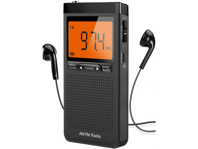 AM FM Portable Radio Battery Operated by 2 AAA Batteries Personal Radio with Excellent Reception with Stero Earphone, Large LCD Screen, Digtail...