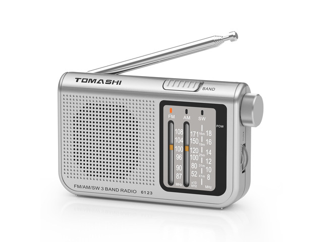 AM FM SW Portable Transistor Radio, Battery Operated Radio Large tuning knob with a telescopic antenna and earphone jack. Compact vintage radio...