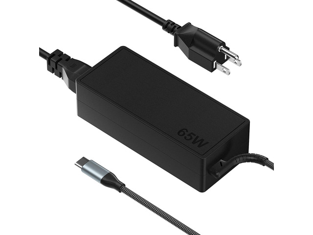 65W USB C Laptop Charger Fast Charging Adapter with Braided Cable Built-in braided cable, durable charging without extra cords. Compatible with...